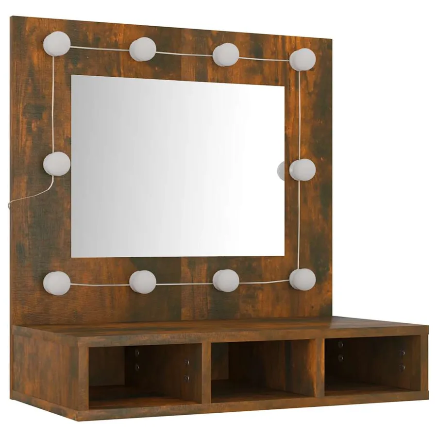 Armoire à miroir avec LED Chêne fumé 60x31,5x62 cm - 4