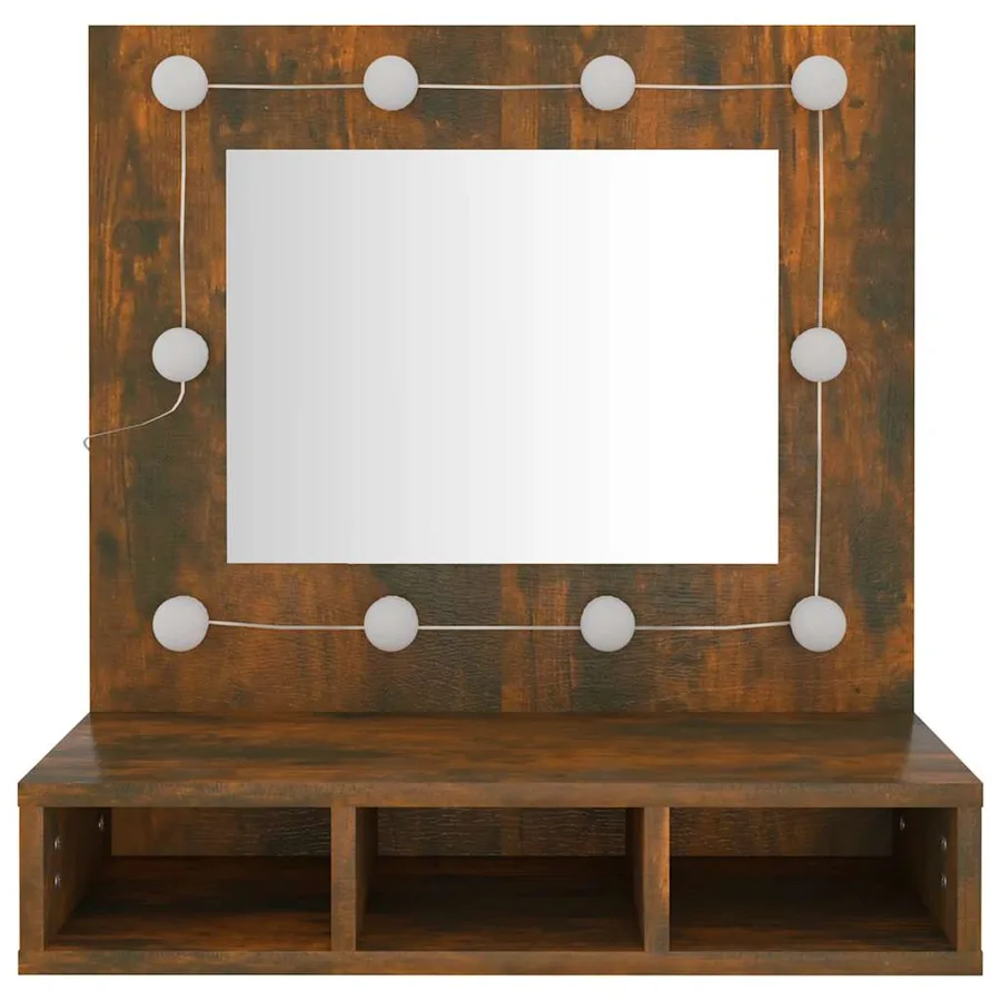 Armoire à miroir avec LED Chêne fumé 60x31,5x62 cm - 5