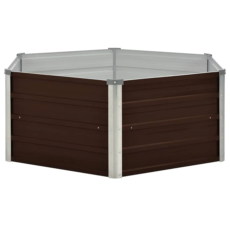 Jardinière surélevée Marron 129x129x45 cm Acier galvanisé - 3