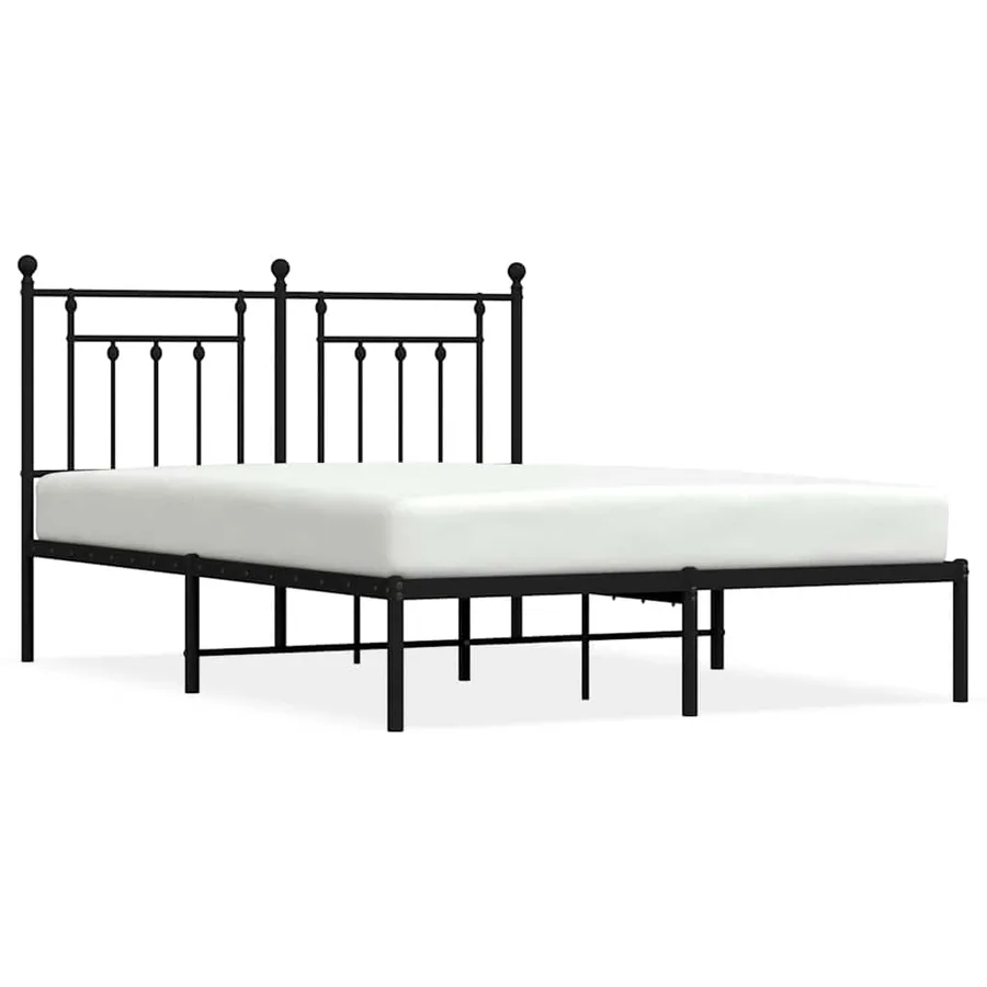 Cadre de lit métal sans matelas avec tête de lit noir 140x190cm - 2