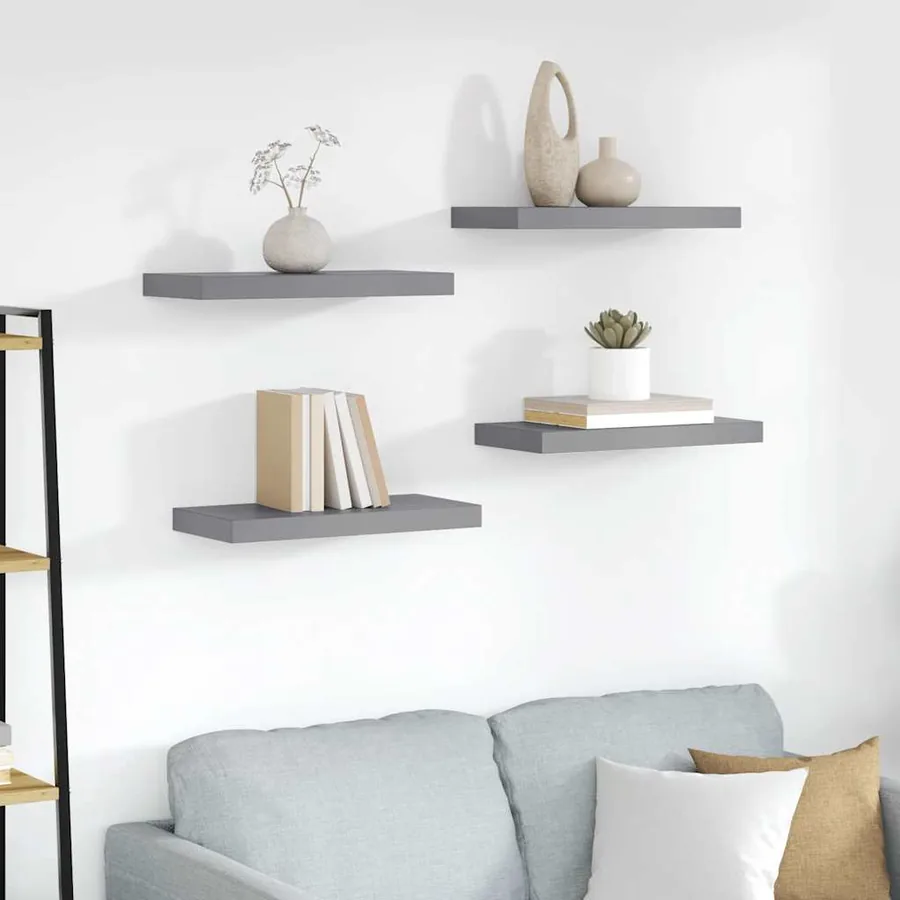 Étagères murales flottantes 4 pcs gris 50x23,5x3,8 cm MDF