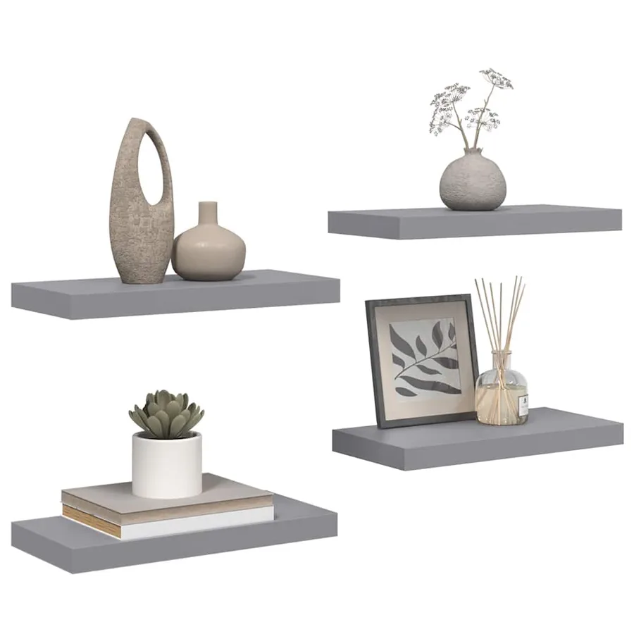 Étagères murales flottantes 4 pcs gris 50x23,5x3,8 cm MDF - 5