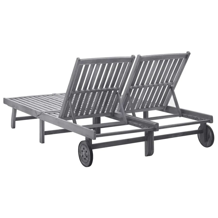 Chaise longue 2 places bois d'acacia massif - 4