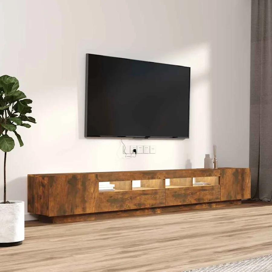 Ensemble de meubles TV avec lumières LED 3 pcs Chêne fumé - 5