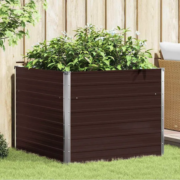 Jardinière surélevée Marron 100x100x77 cm Acier galvanisé