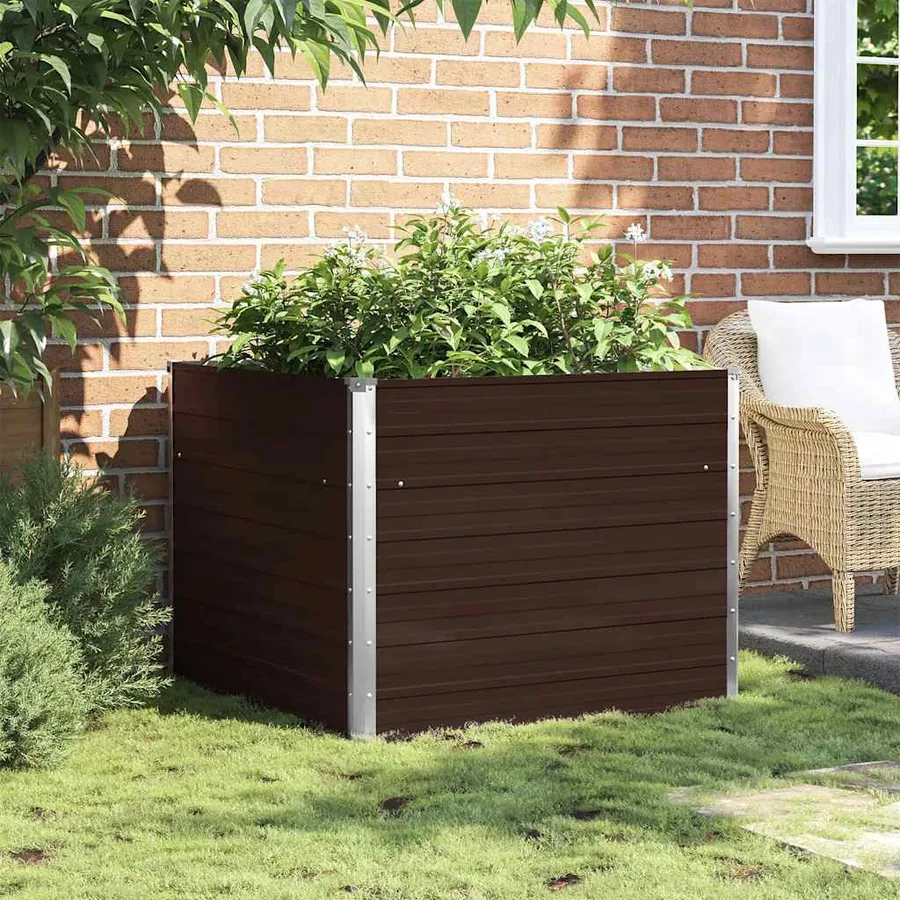 Jardinière surélevée Marron 100x100x77 cm Acier galvanisé - 3