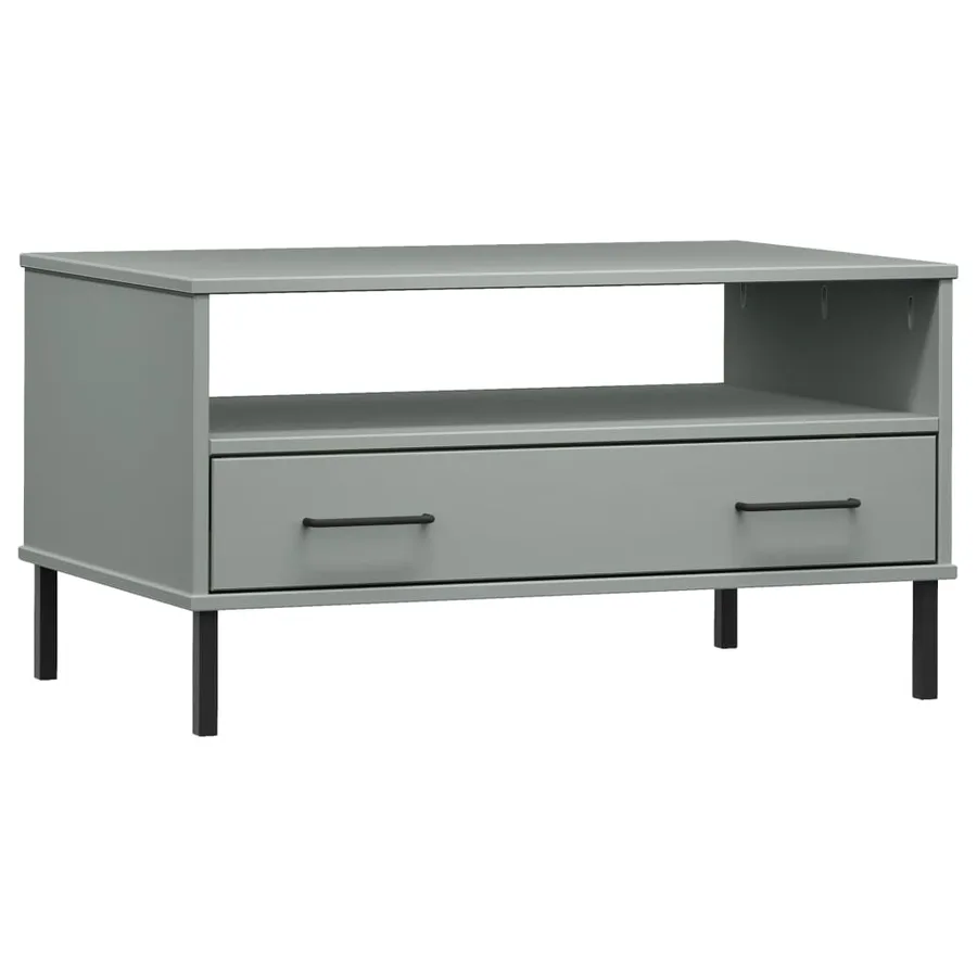 Table basse avec pieds en métal Gris 85x50x45 cm Bois OSLO - 2