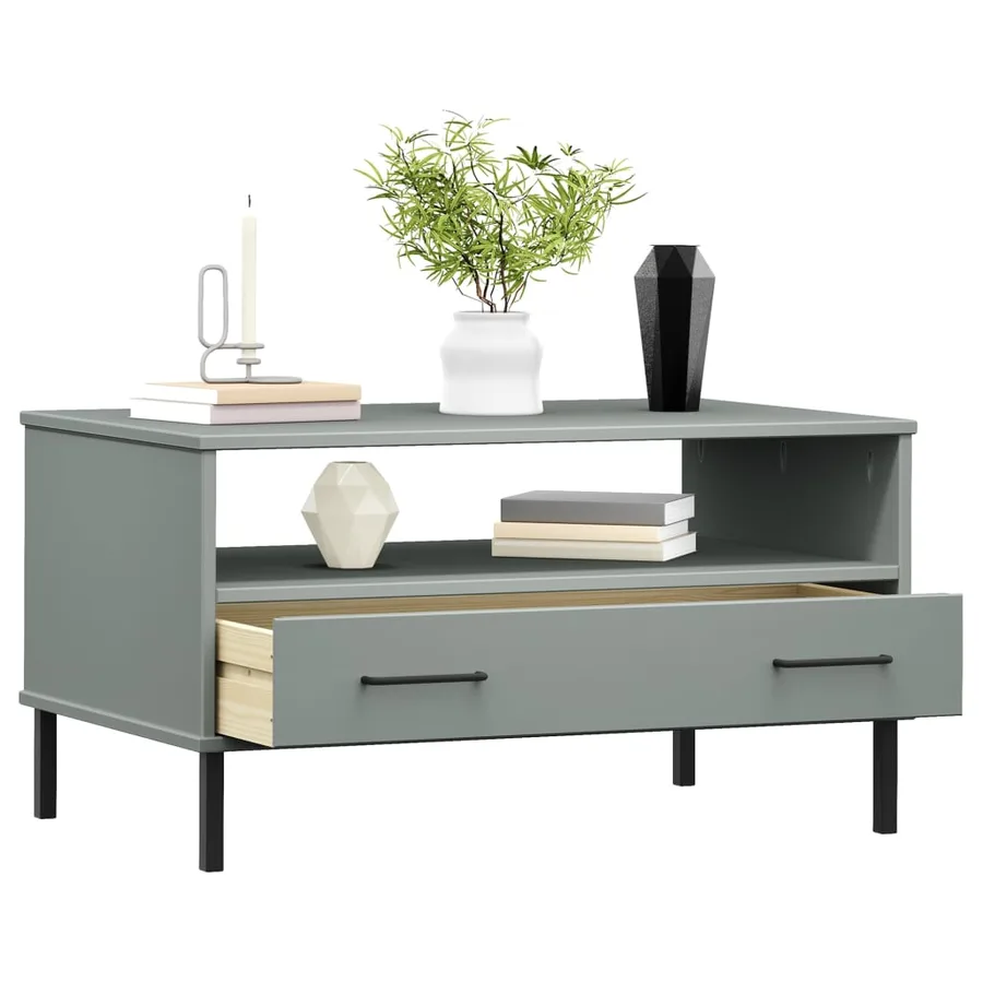 Table basse avec pieds en métal Gris 85x50x45 cm Bois OSLO - 3