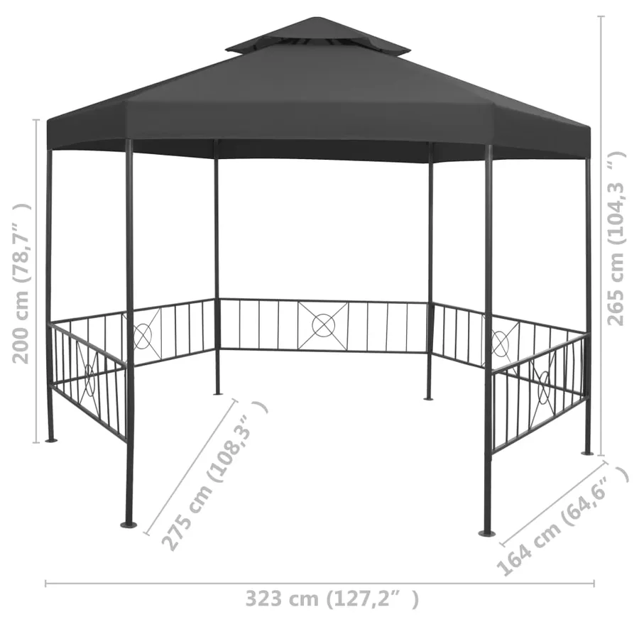 Belvédère de jardin 323x275x265 cm Anthracite - 8
