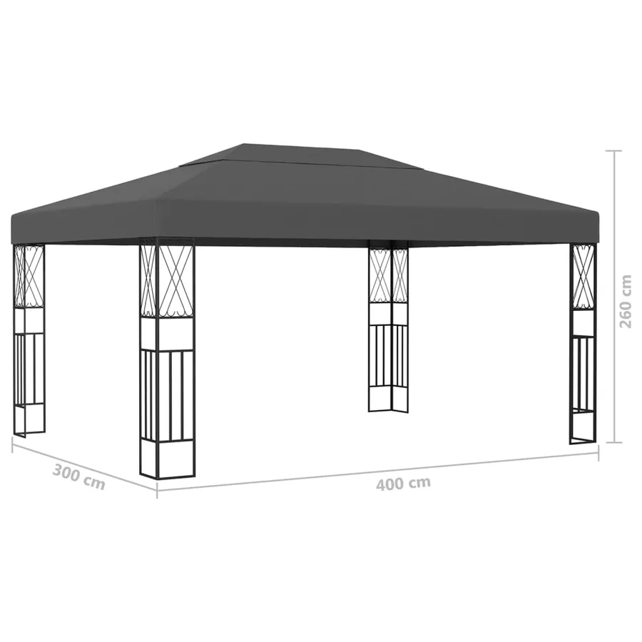 Tonnelle avec guirlande lumineuse à LED 3x4 m Anthracite Tissu - 10