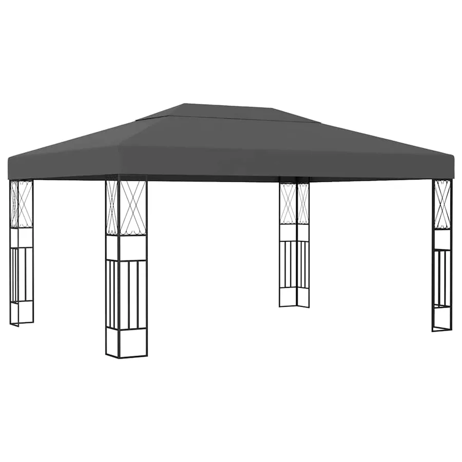 Tonnelle avec guirlande lumineuse à LED 3x4 m Anthracite Tissu - 3
