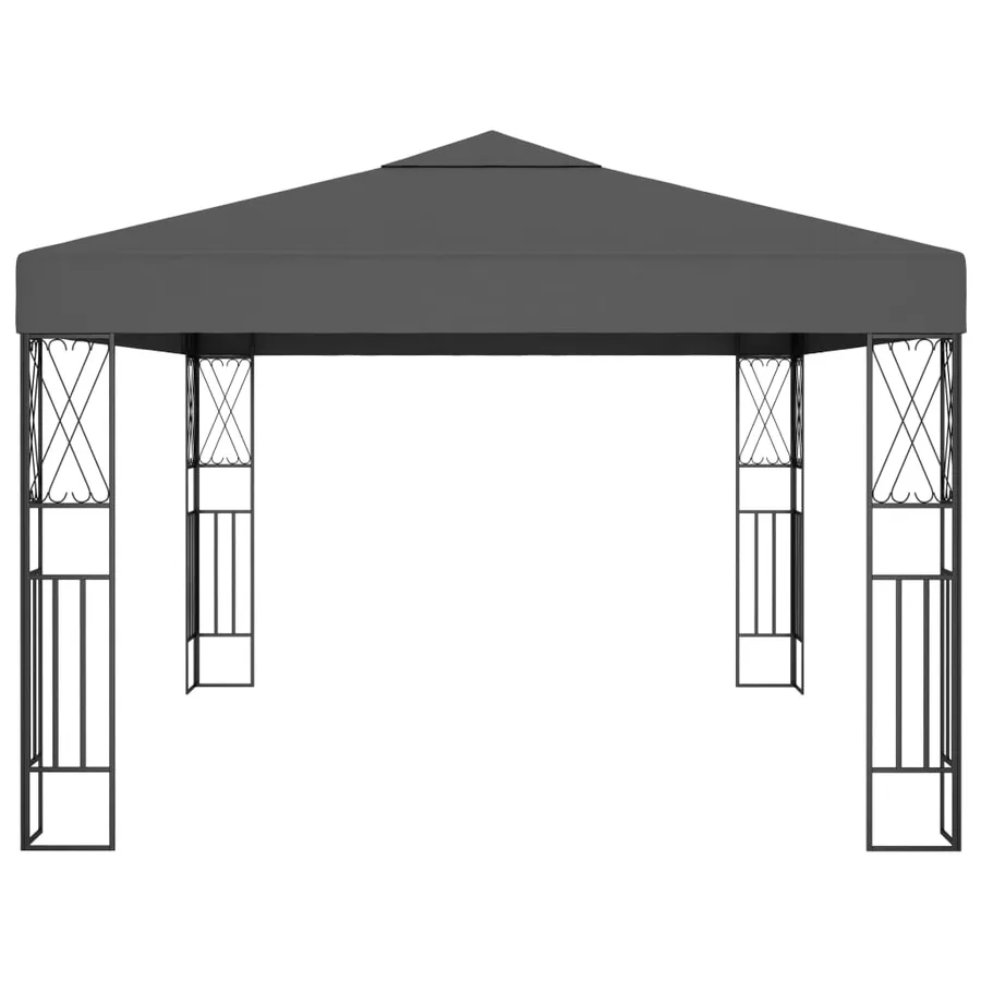 Tonnelle avec guirlande lumineuse à LED 3x4 m Anthracite Tissu - 5