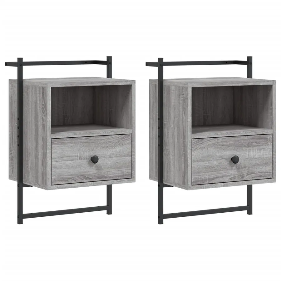 Table de chevet murale 2 pcs sonoma gris 40x30x61 cm - 2