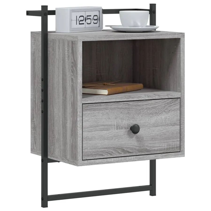 Table de chevet murale 2 pcs sonoma gris 40x30x61 cm - 3