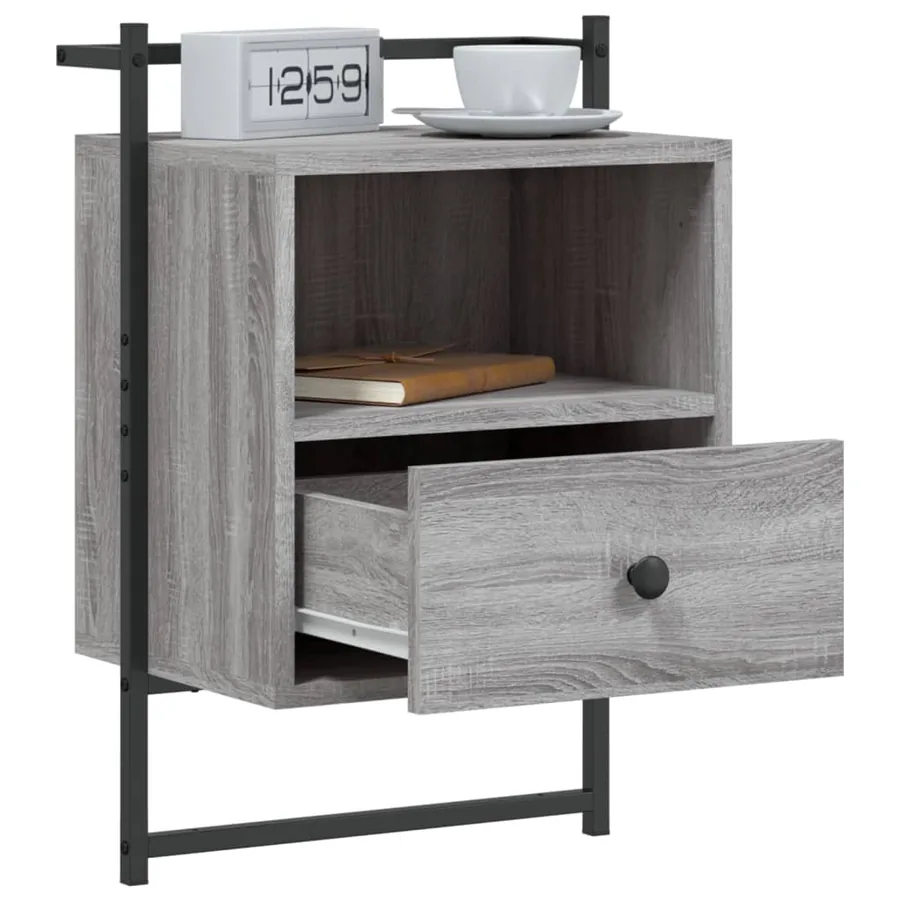 Table de chevet murale 2 pcs sonoma gris 40x30x61 cm - 4