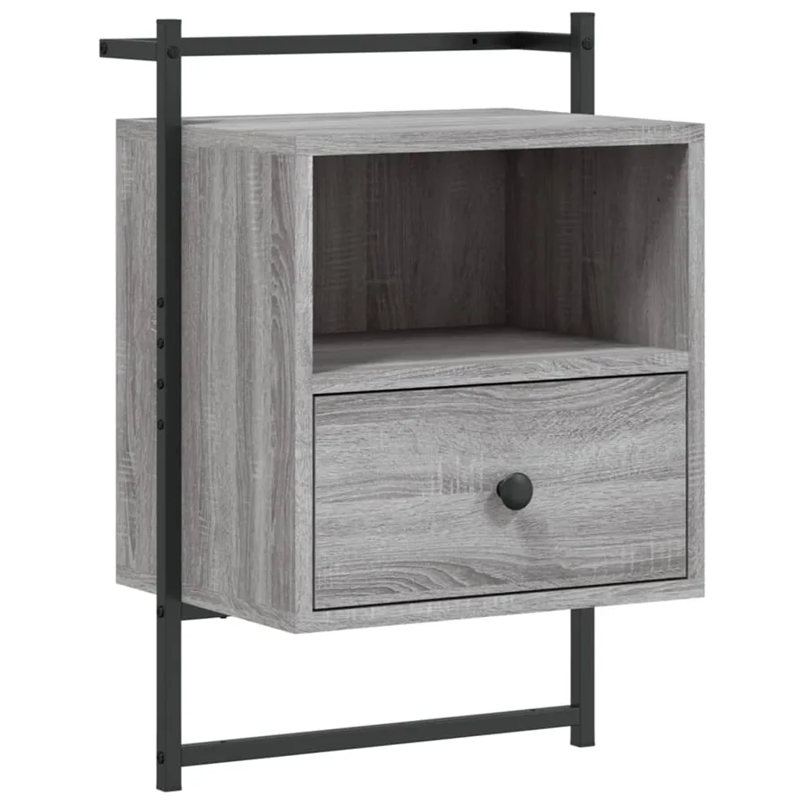 Table de chevet murale 2 pcs sonoma gris 40x30x61 cm - 6