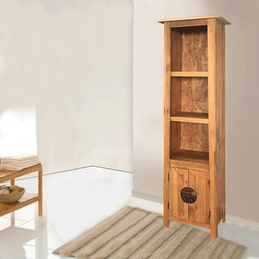 Meuble de salle de bain autoportant Bois pin massif 48x32x170cm - 10