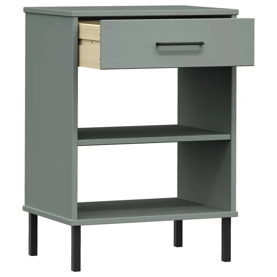 Armoire console avec pieds en métal Gris Bois pin massif OSLO - 5