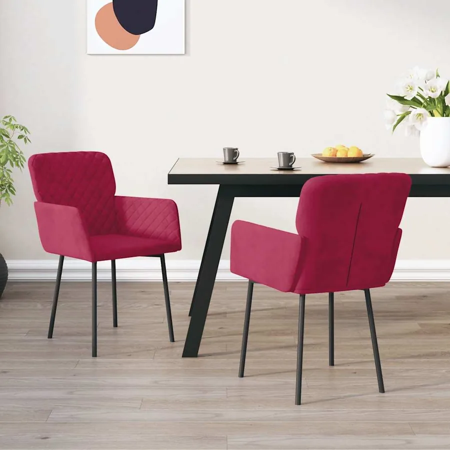 Chaises à manger lot de 2 Rouge bordeaux Velours