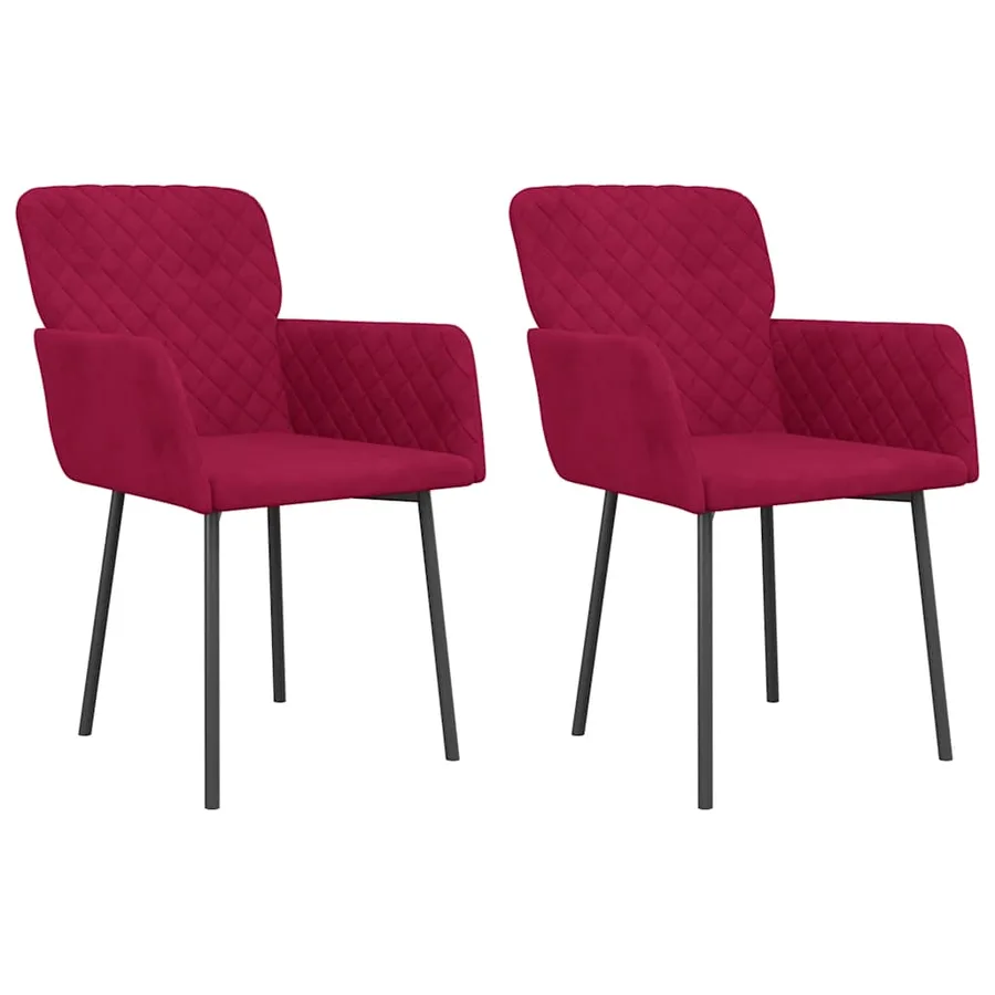Chaises à manger lot de 2 Rouge bordeaux Velours - 2