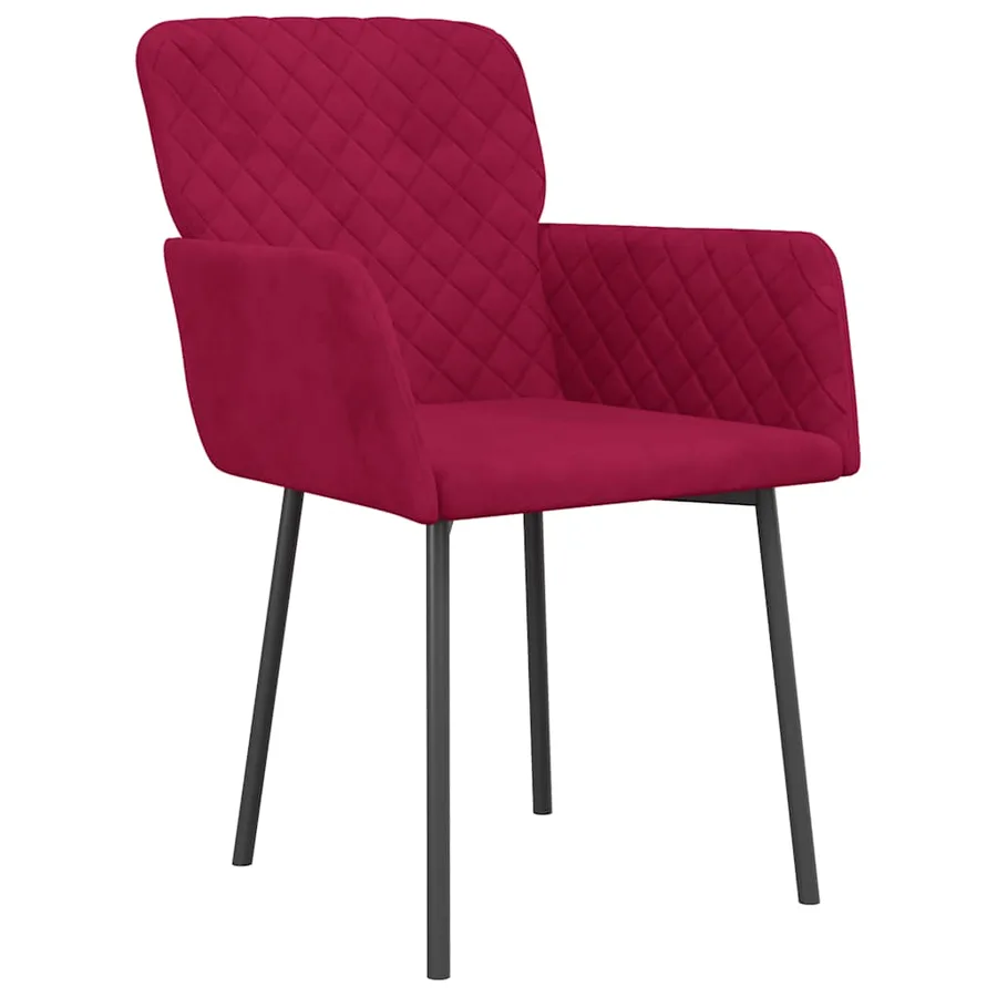 Chaises à manger lot de 2 Rouge bordeaux Velours - 3