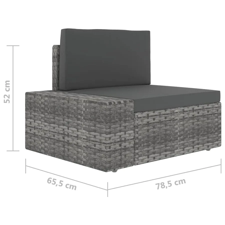 Salon de jardin 6 pcs avec coussins Gris Résine tressée - 14