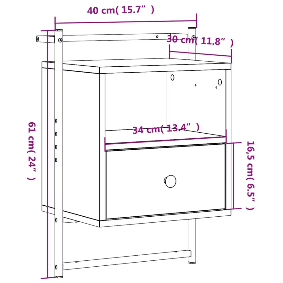 Table de chevet murale 2 pcs chêne marron 40x30x61 cm - 11