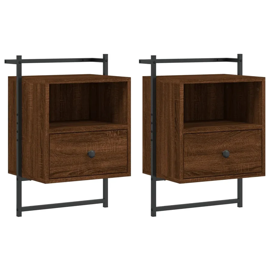 Table de chevet murale 2 pcs chêne marron 40x30x61 cm - 2