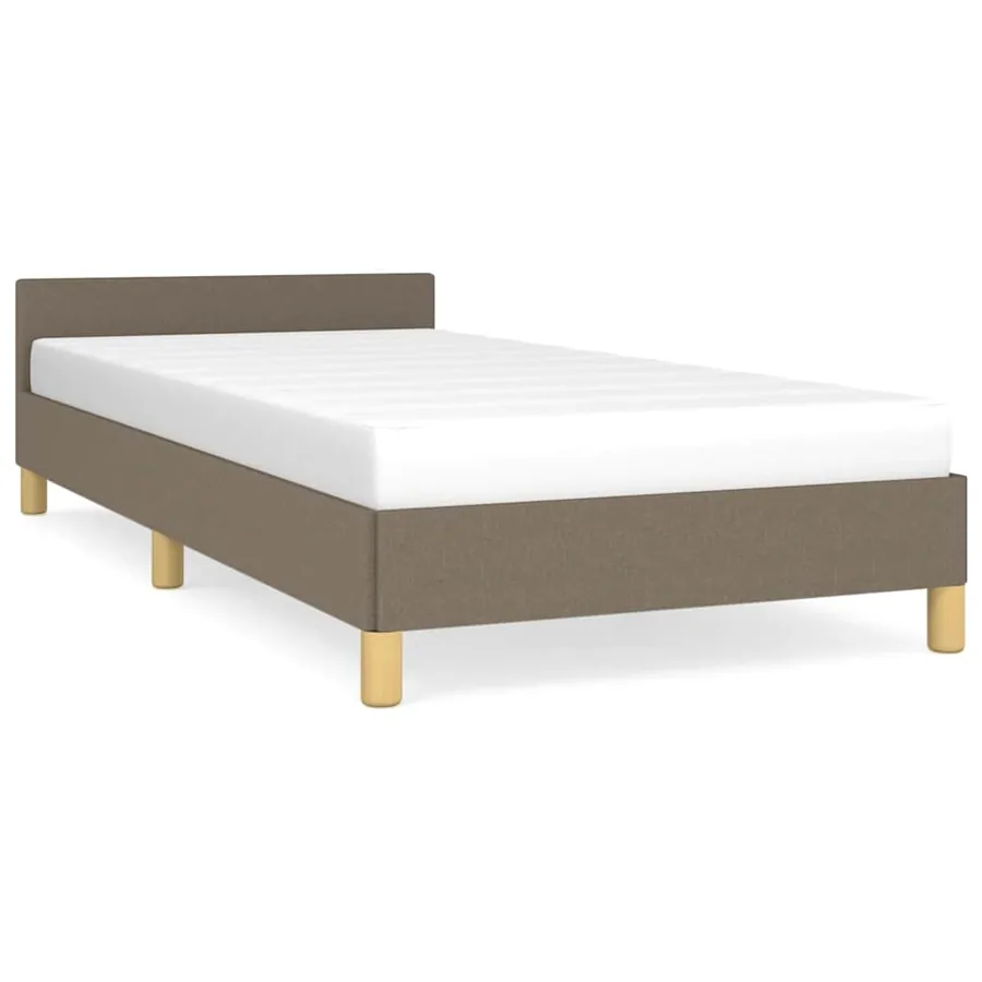 Cadre de lit avec tête de lit sans matelas taupe 80x200cm tissu - 2