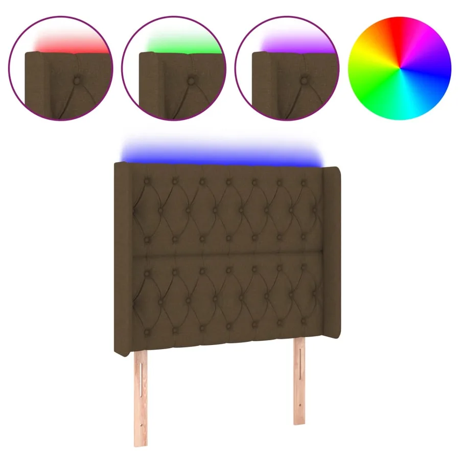 Tête de lit à LED Marron foncé 103x16x118/128 cm Tissu - 2
