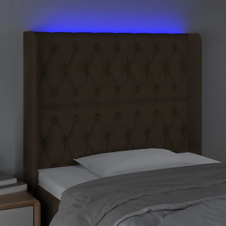 Tête de lit à LED Marron foncé 103x16x118/128 cm Tissu - 4