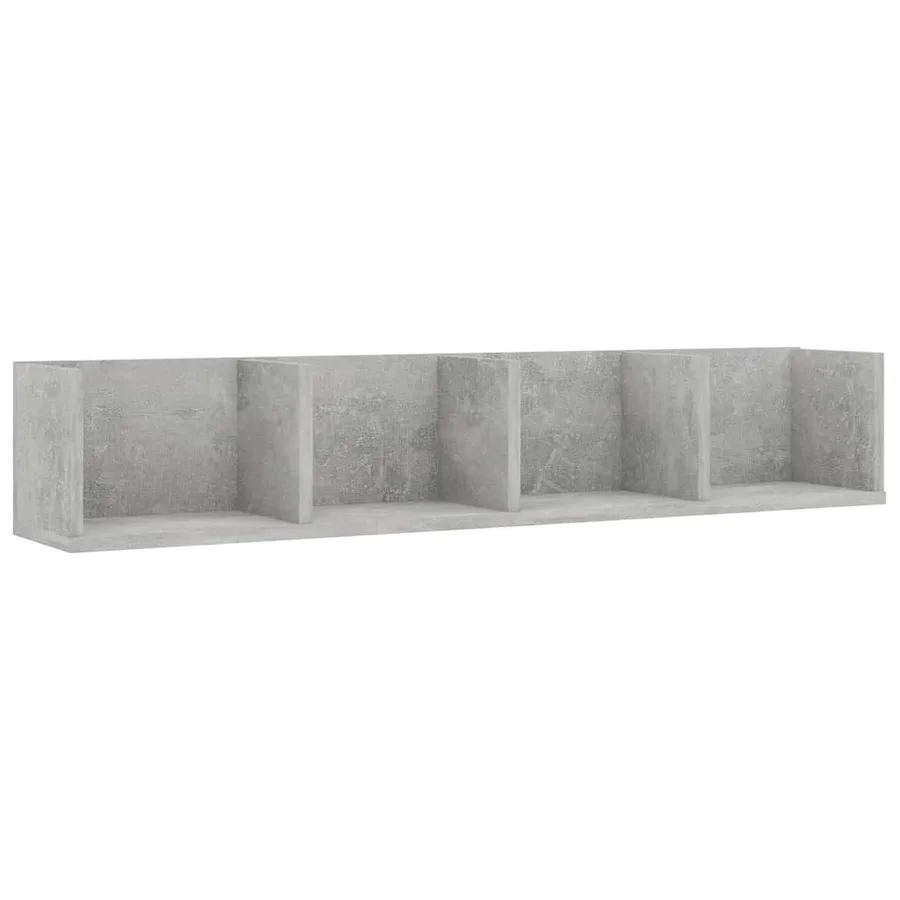 Étagère murale à CD Gris béton 100x18x18 cm Bois d'ingénierie - 2
