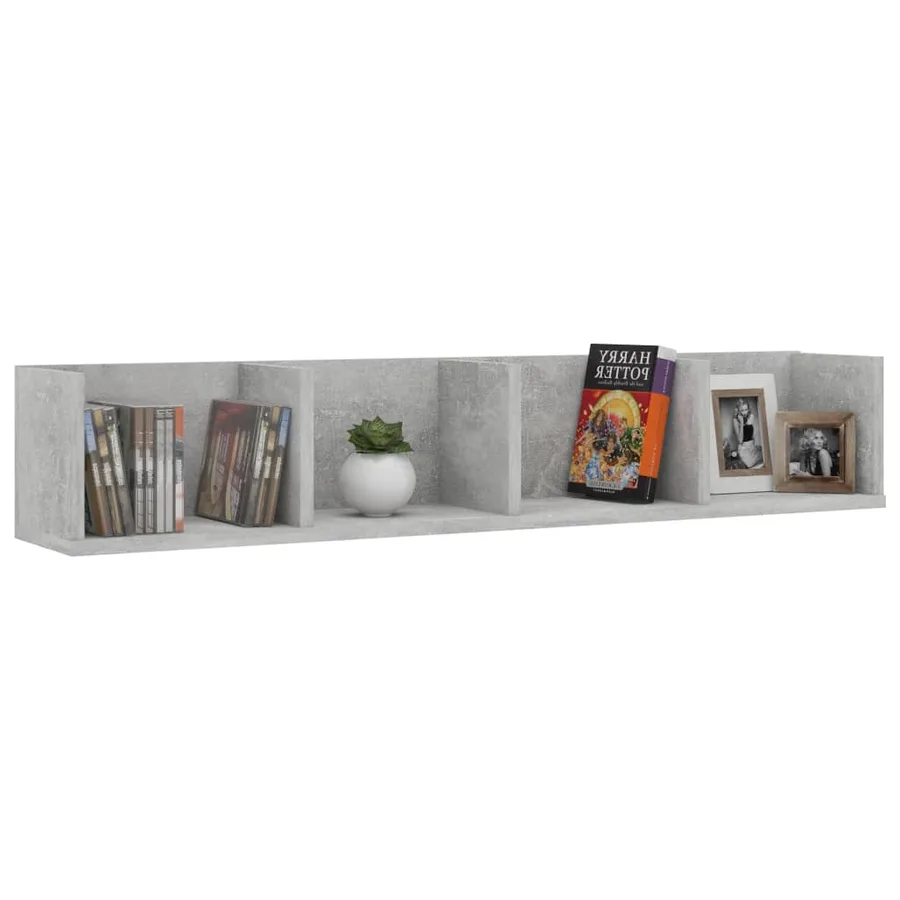 Étagère murale à CD Gris béton 100x18x18 cm Bois d'ingénierie - 3