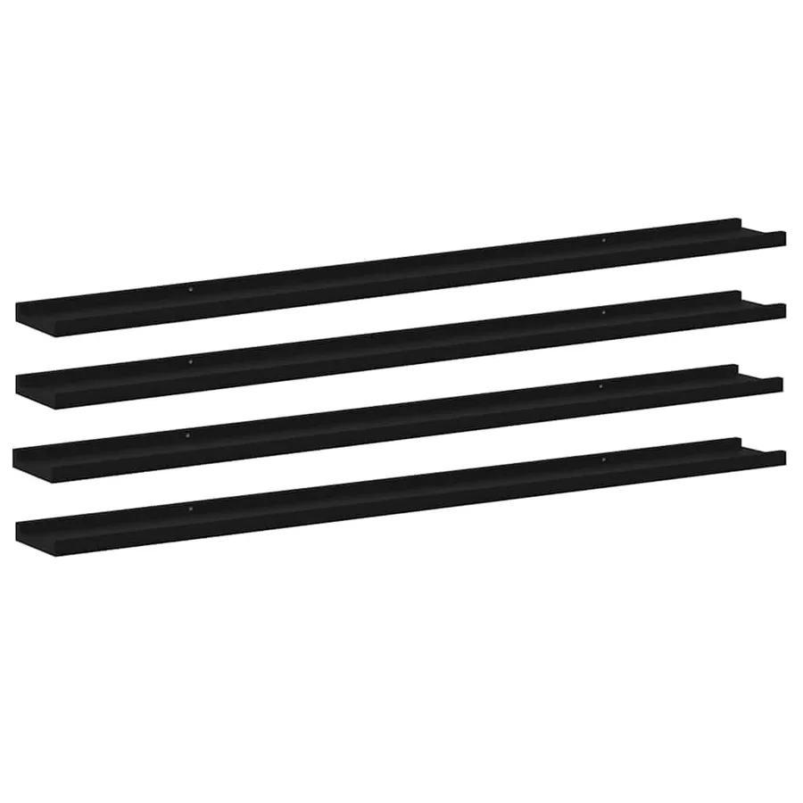 Étagères murales 4 pcs Noir 115x9x3 cm - 2