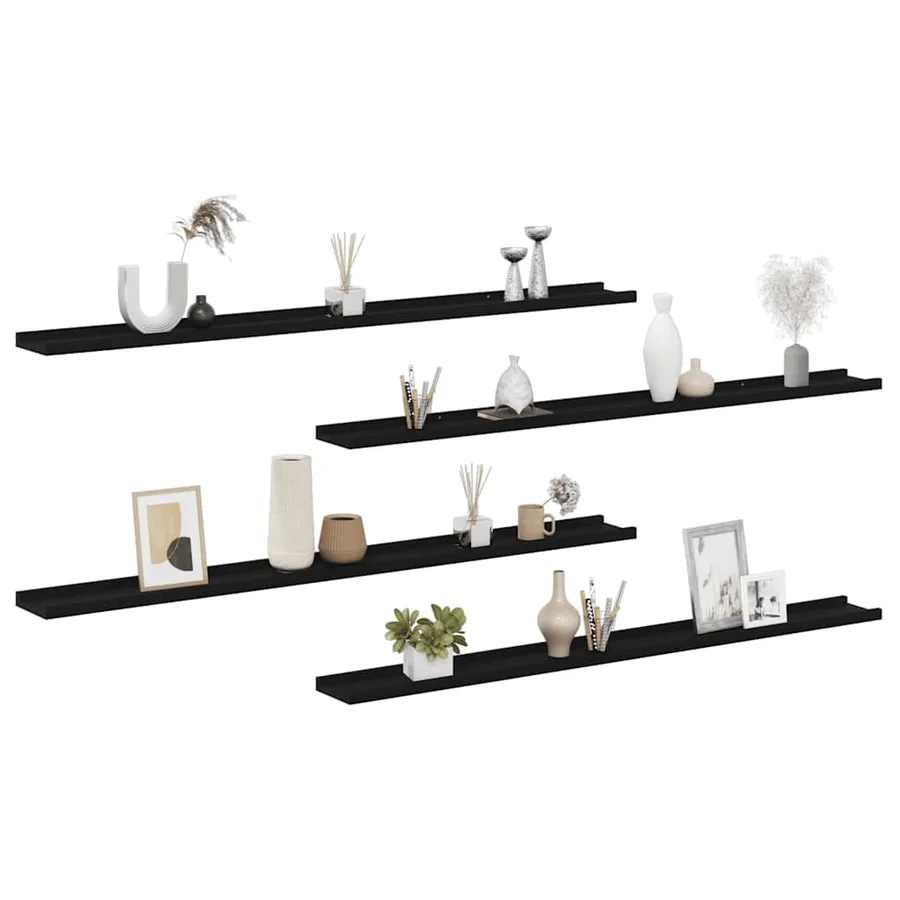 Étagères murales 4 pcs Noir 115x9x3 cm - 4