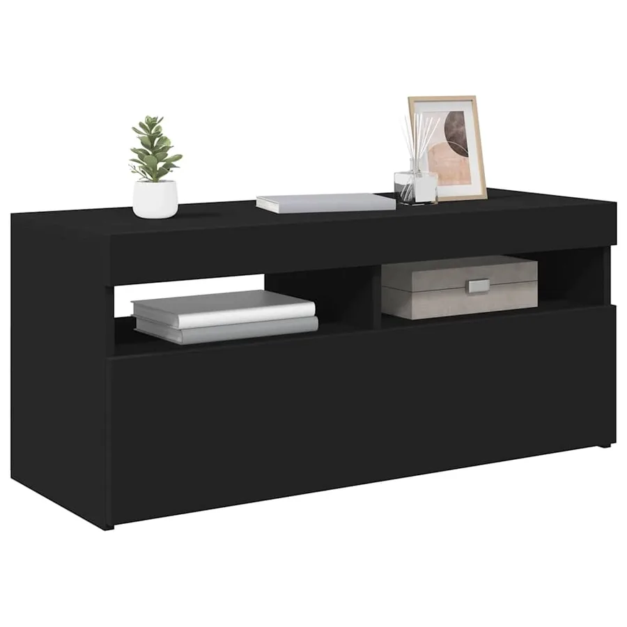 Meuble TV avec lumières LED noir 90x35x40 cm - 15