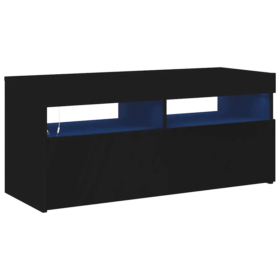 Meuble TV avec lumières LED noir 90x35x40 cm - 2