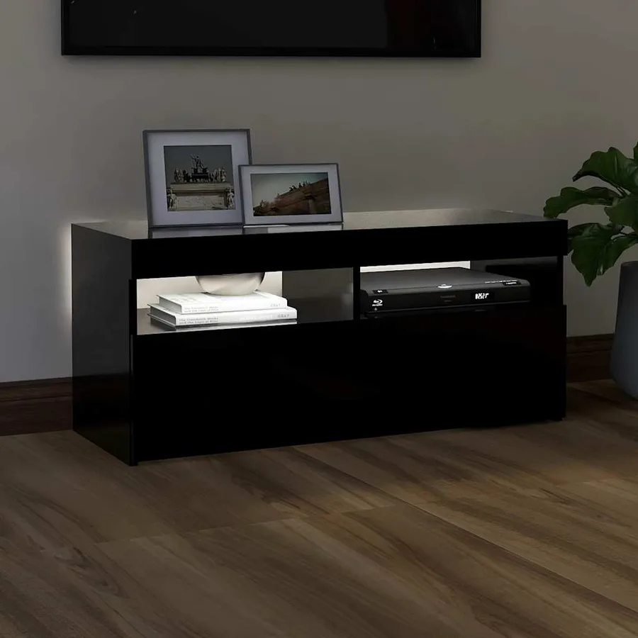 Meuble TV avec lumières LED noir 90x35x40 cm - 3