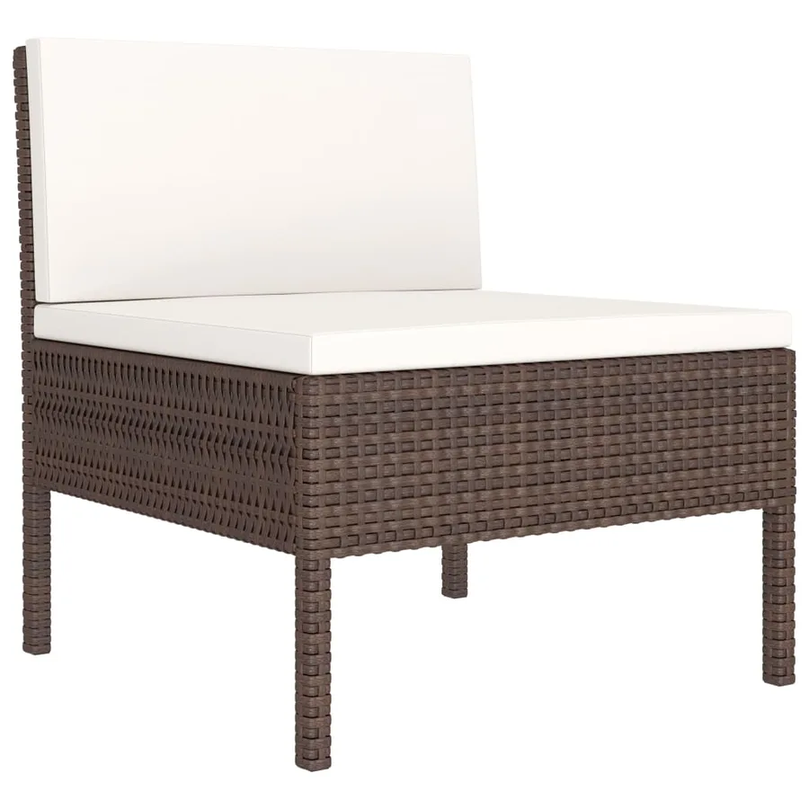 Chaises de jardin lot de 3 avec coussins Résine tressée Marron - 3