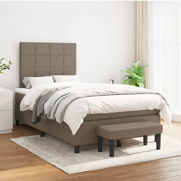 Sommier à lattes de lit avec matelas Taupe 120x200 cm Tissu