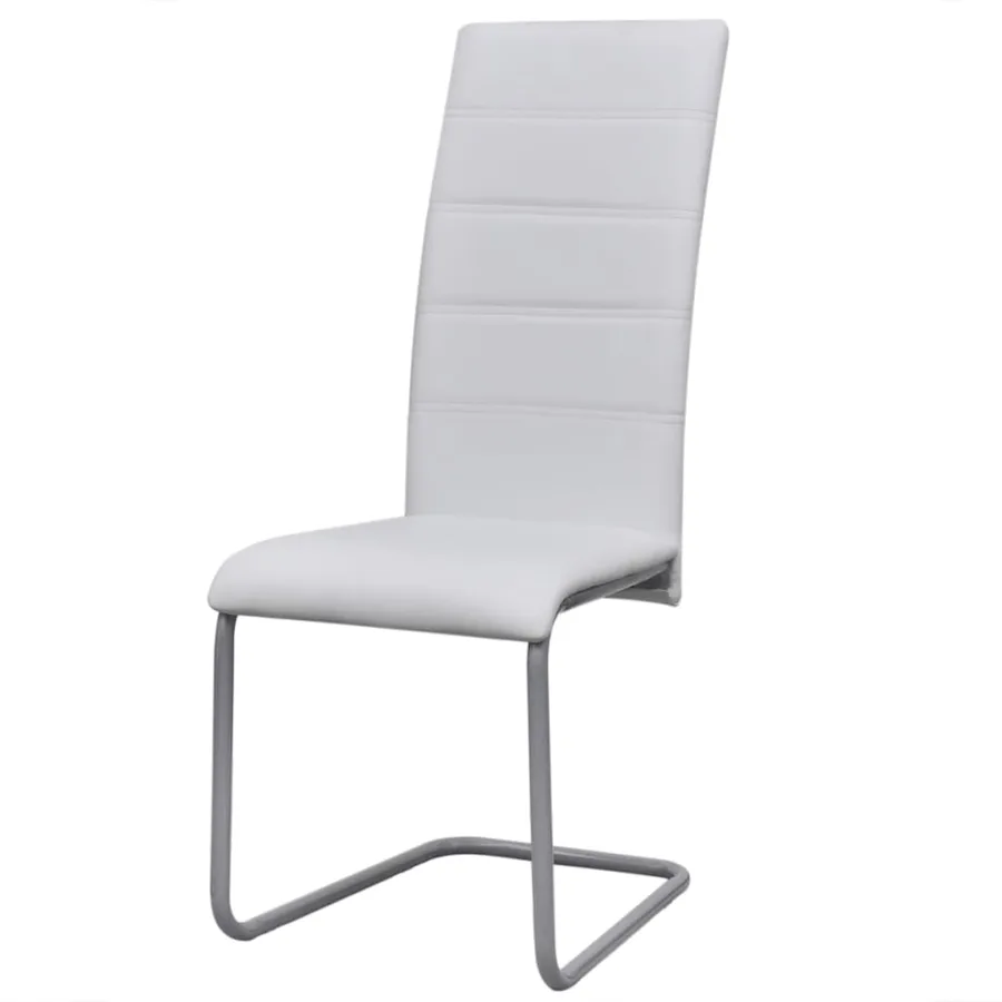 Chaises à manger cantilever lot de 6 blanc similicuir - 2