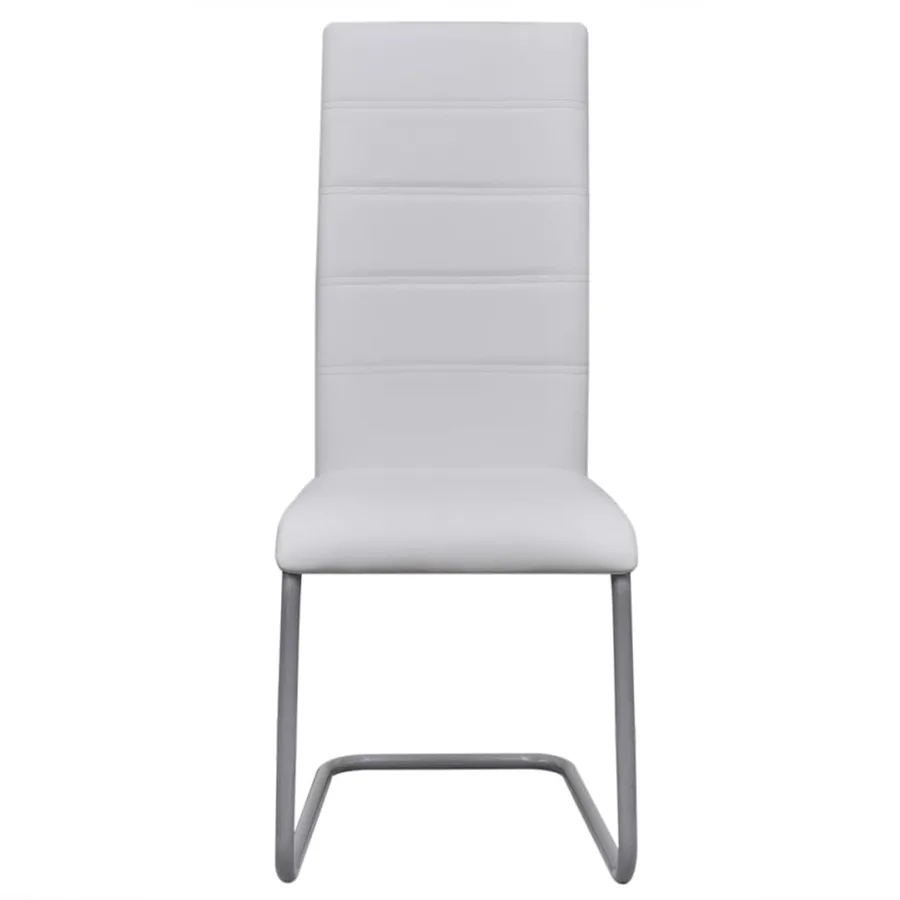 Chaises à manger cantilever lot de 6 blanc similicuir - 3