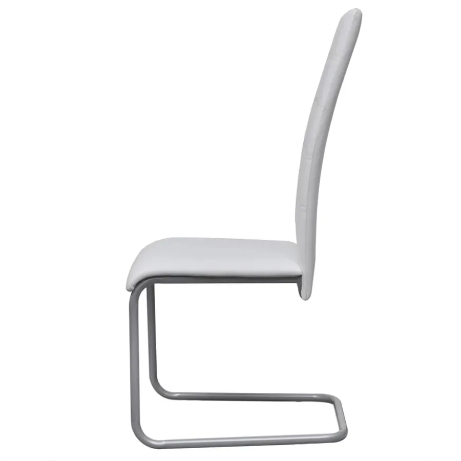 Chaises à manger cantilever lot de 6 blanc similicuir - 4
