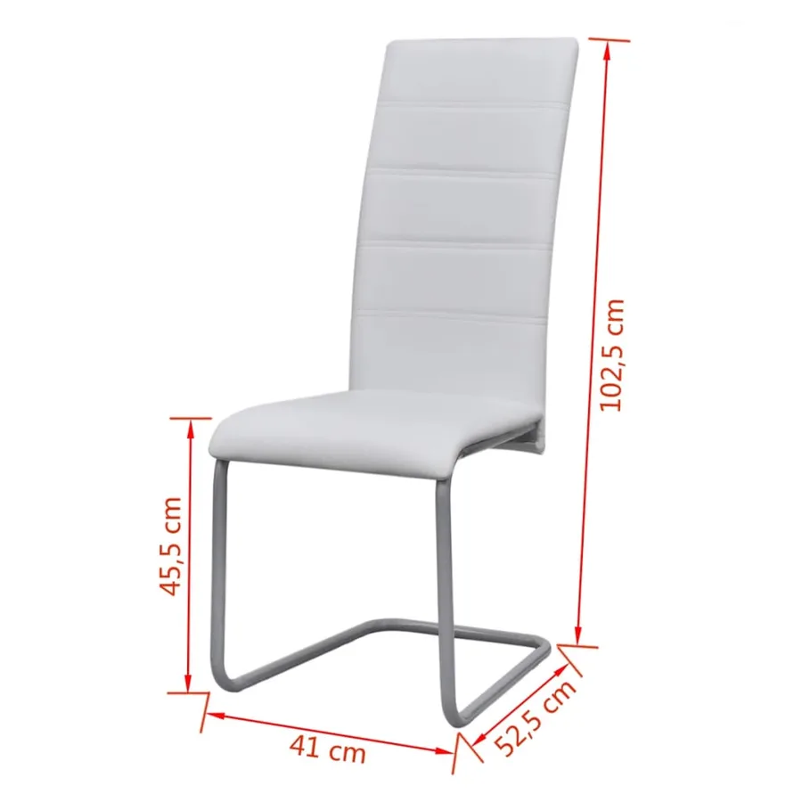Chaises à manger cantilever lot de 6 blanc similicuir - 8