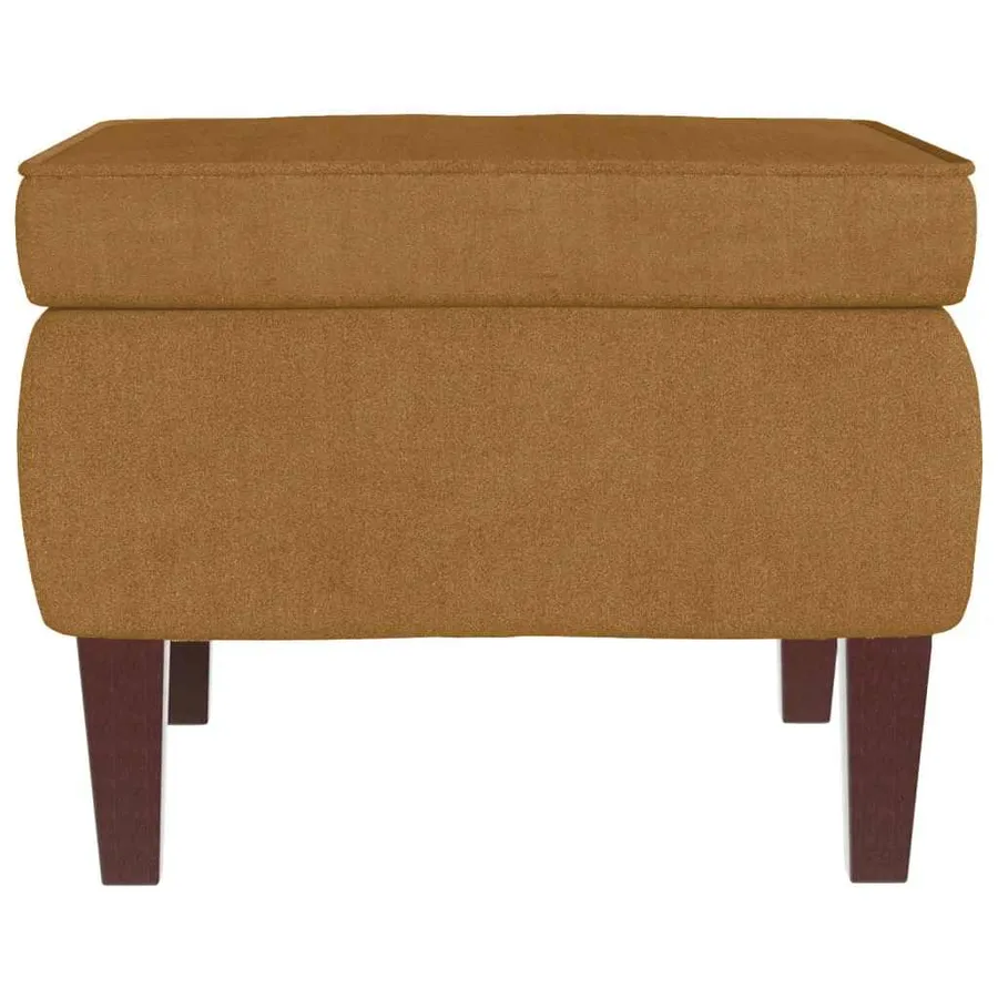 Fauteuil à bascule à oreilles en velours marron bois massif - 10