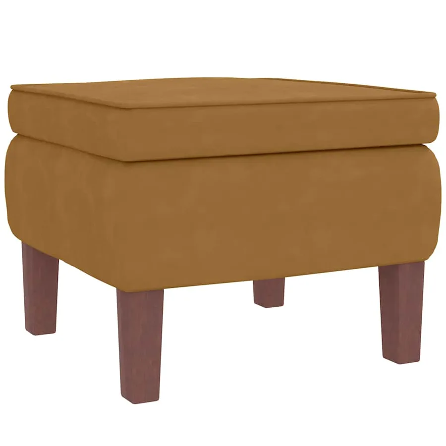 Fauteuil à bascule à oreilles en velours marron bois massif - 9
