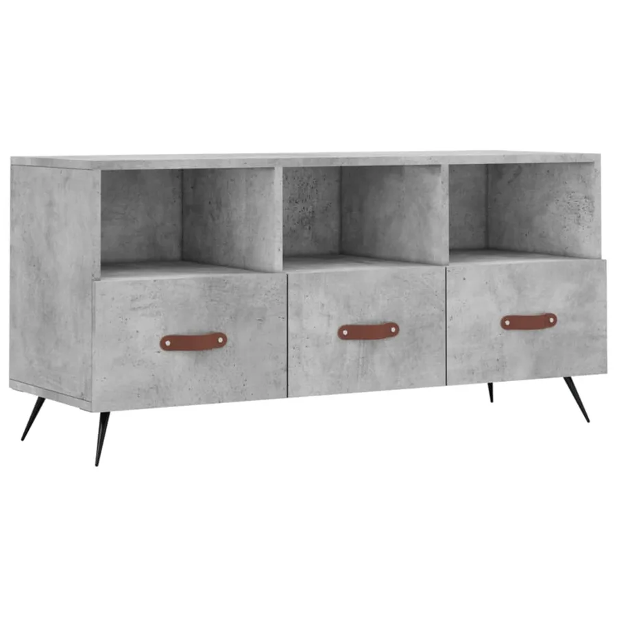 Meuble TV gris béton 102x36x50 cm bois d'ingénierie - 2