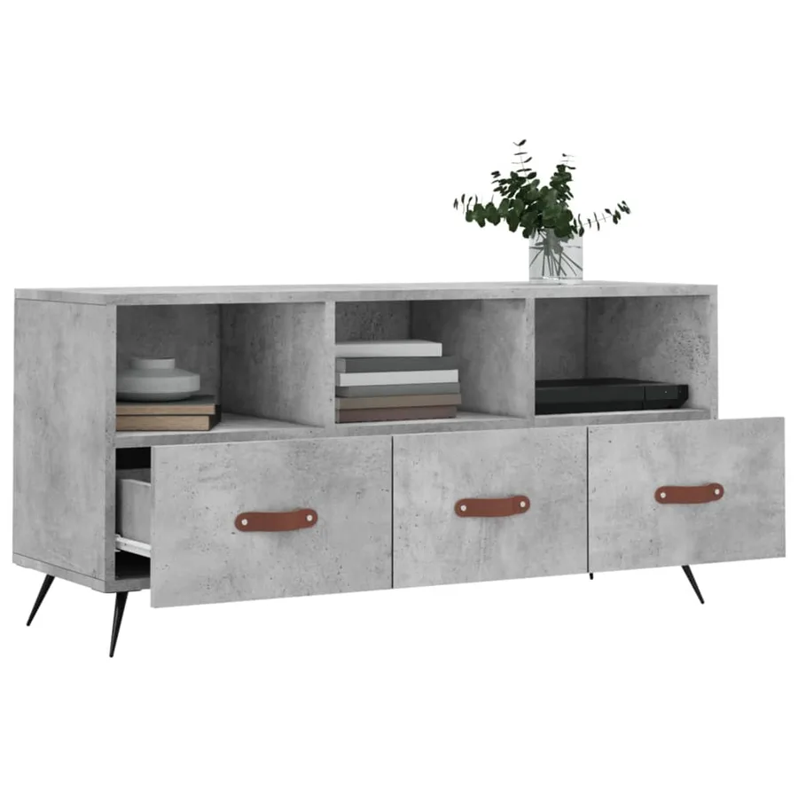 Meuble TV gris béton 102x36x50 cm bois d'ingénierie - 4
