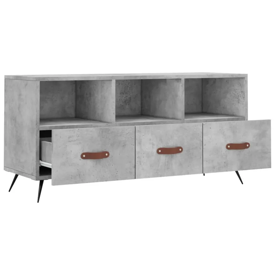 Meuble TV gris béton 102x36x50 cm bois d'ingénierie - 6
