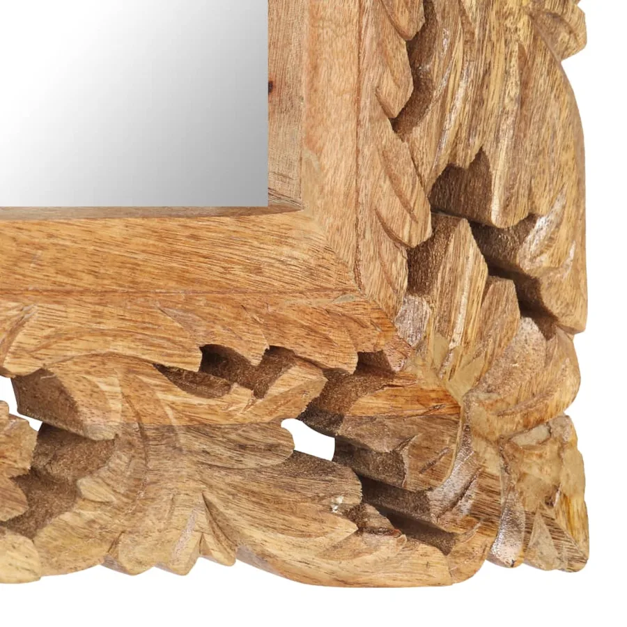 Miroir sculpté à la main Marron 110x50 cm Bois de manguier - 4